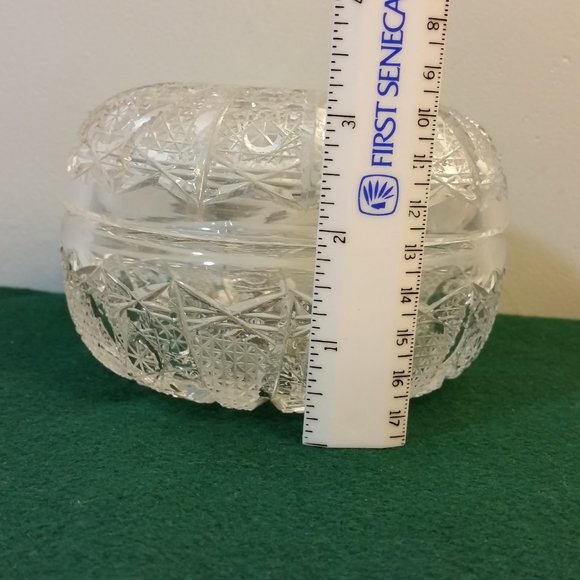 Vintage Cut Clear Crystal Glass Candy Dish Bowl With Lid - Picture 7 of 12